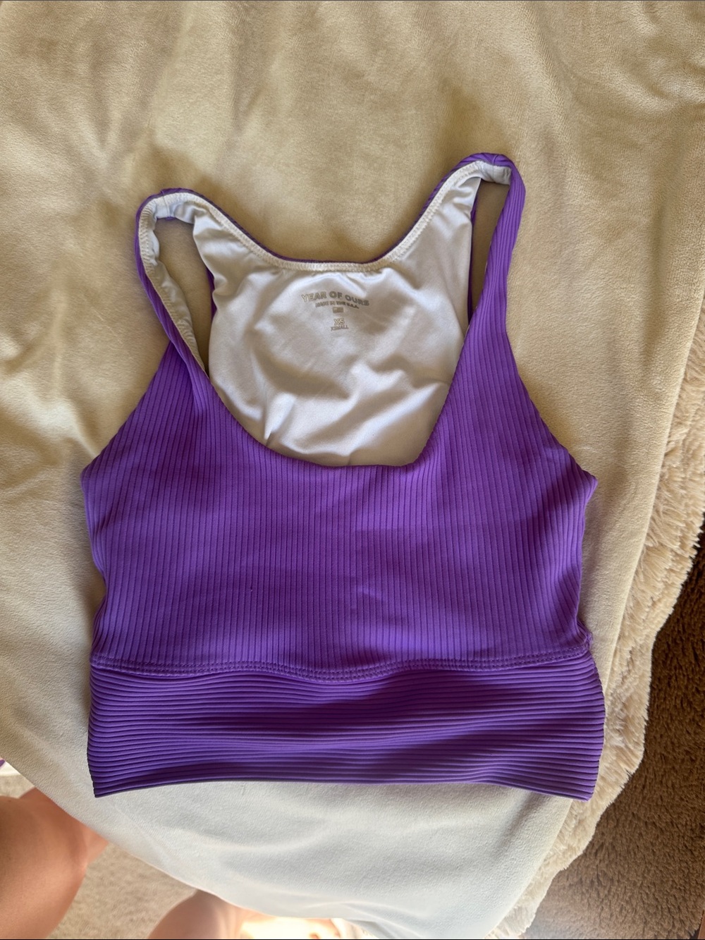 Year of Ours Ribbed Scoop Sports Bra in Vibrant Purple